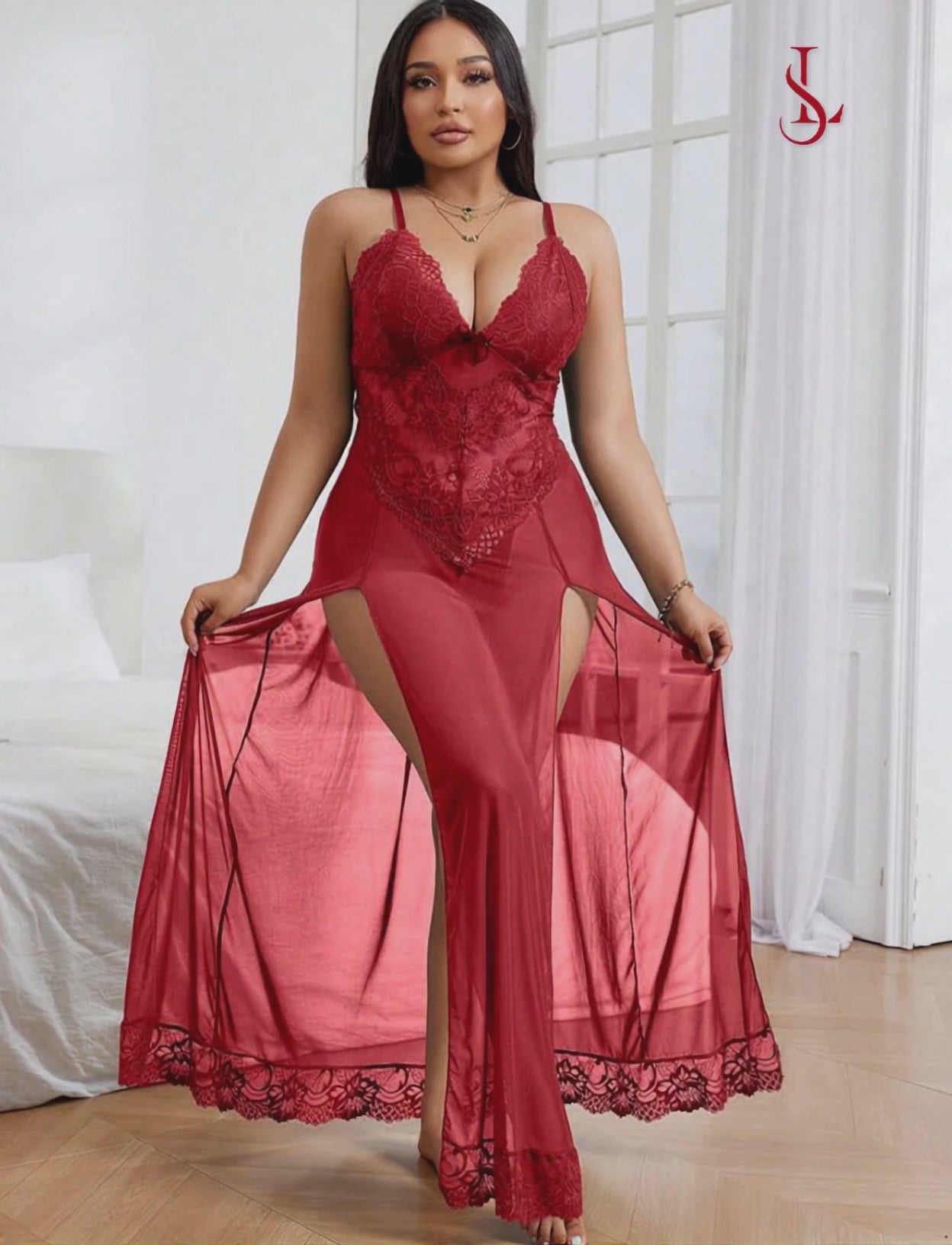 Scarlet Whisper Sheer Gown