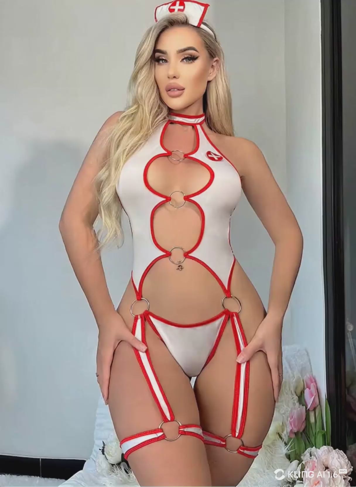 White Nurse Fantasy Cutout Suit